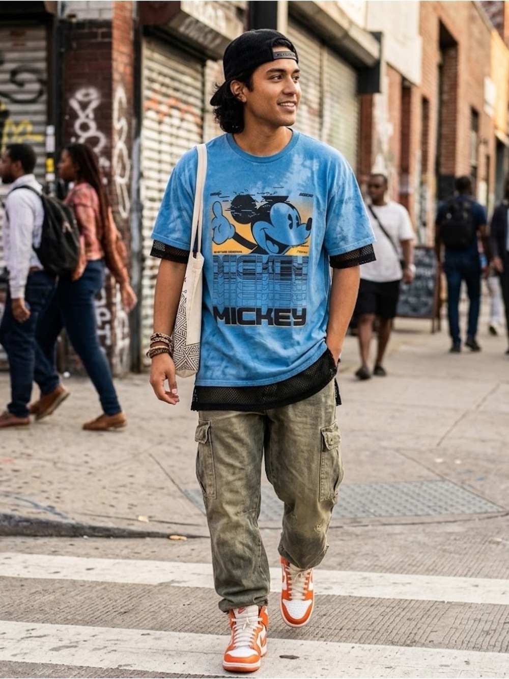 Disney Mickey Mouse Blue Bleach Dye Graphic Tee Size XL